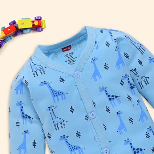 Image of LuvLap Baby Boys & Girls Full Sleeve100% Cotton Jhabla & Pyjama Sets Pack of 2