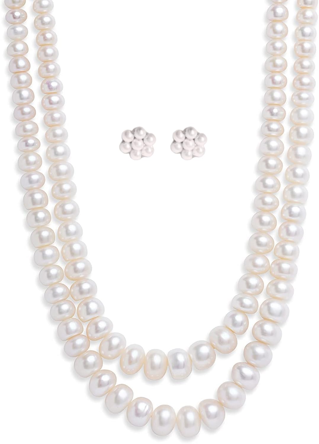 Oops Modern Pearl Choker Necklace for Women | For gifting | For Party & Functions | For Fashion (Long Big White Pearl 2 Strand Layered Bead Chunky Jewelry Necklace with earring) (B0D1Y2G5DH) Amazon Price History, Amazon Price Tracker