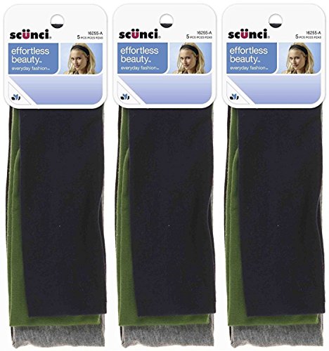 Scunci Effortless Beauty Wide Stretch Basic Headwraps - 15 Count