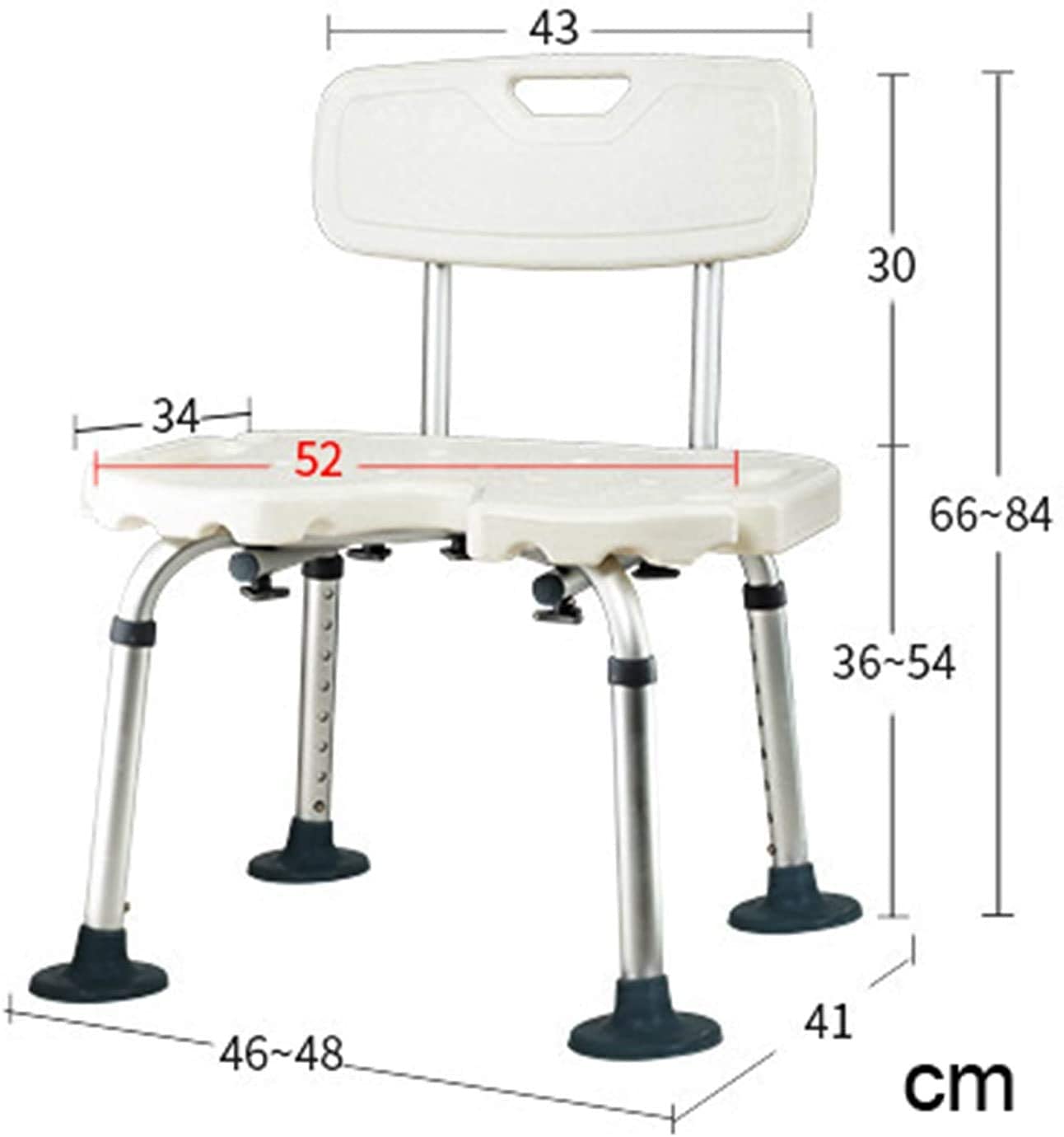 CHEWYNP Silla De Ducha Asiento De Ducha Ajustable En Altura Ducha​ con Brazos Y Respaldo Peso De Carga 150KG Elevadores De Bañera, para Ancianos Ayudar A Personas Mayores Y Accesibili