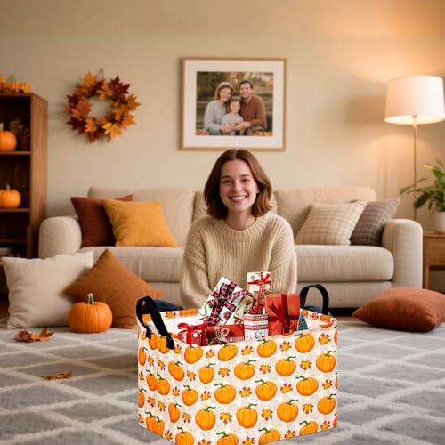 Image of Baby Storage Basket Nursery Box Laundry Hamper Organization Bins for Toys and Clothes with Handles (Autumn Festival)
