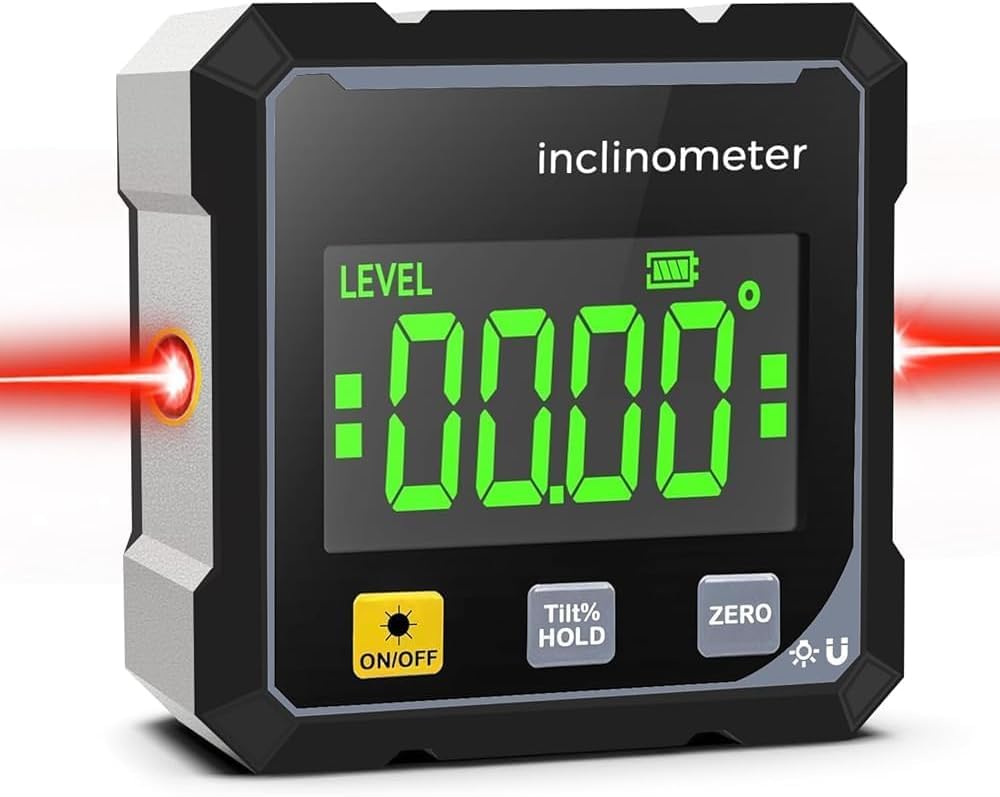 Digital Angle Finder with Laser, 4-Side Magnetic Digital Angle Gauge, Digital Level Box & Inclinometer, Waterproof LCD Display Spirit Level Laser for Woodworking, Construction, Decoration, DIY