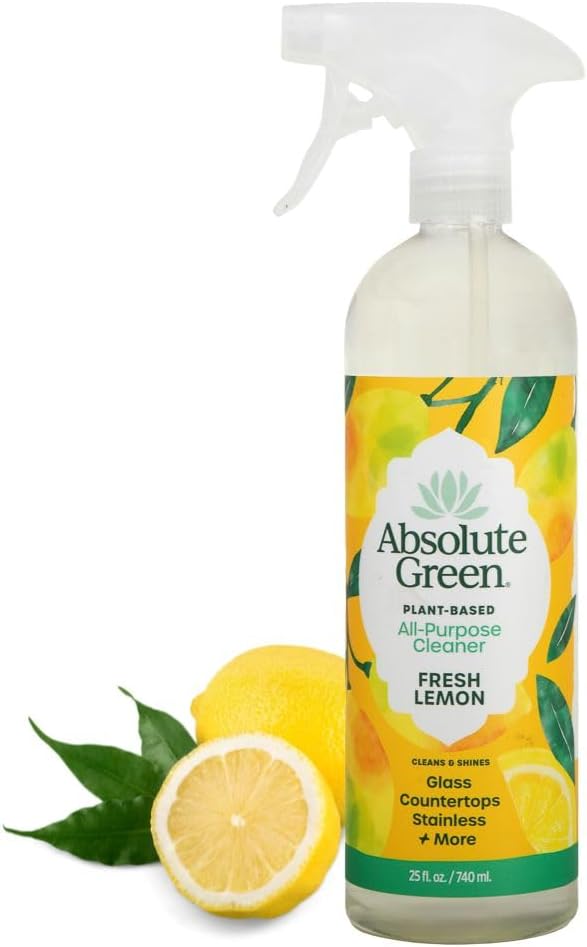 Absolute Green All Purpose Cleaner Spray, Non-Toxic, Kitchen, Bath, Countertop, Stainless, Safe around Kids + Pets, Natural Lemon Scent, 25 oz (1 Pack)