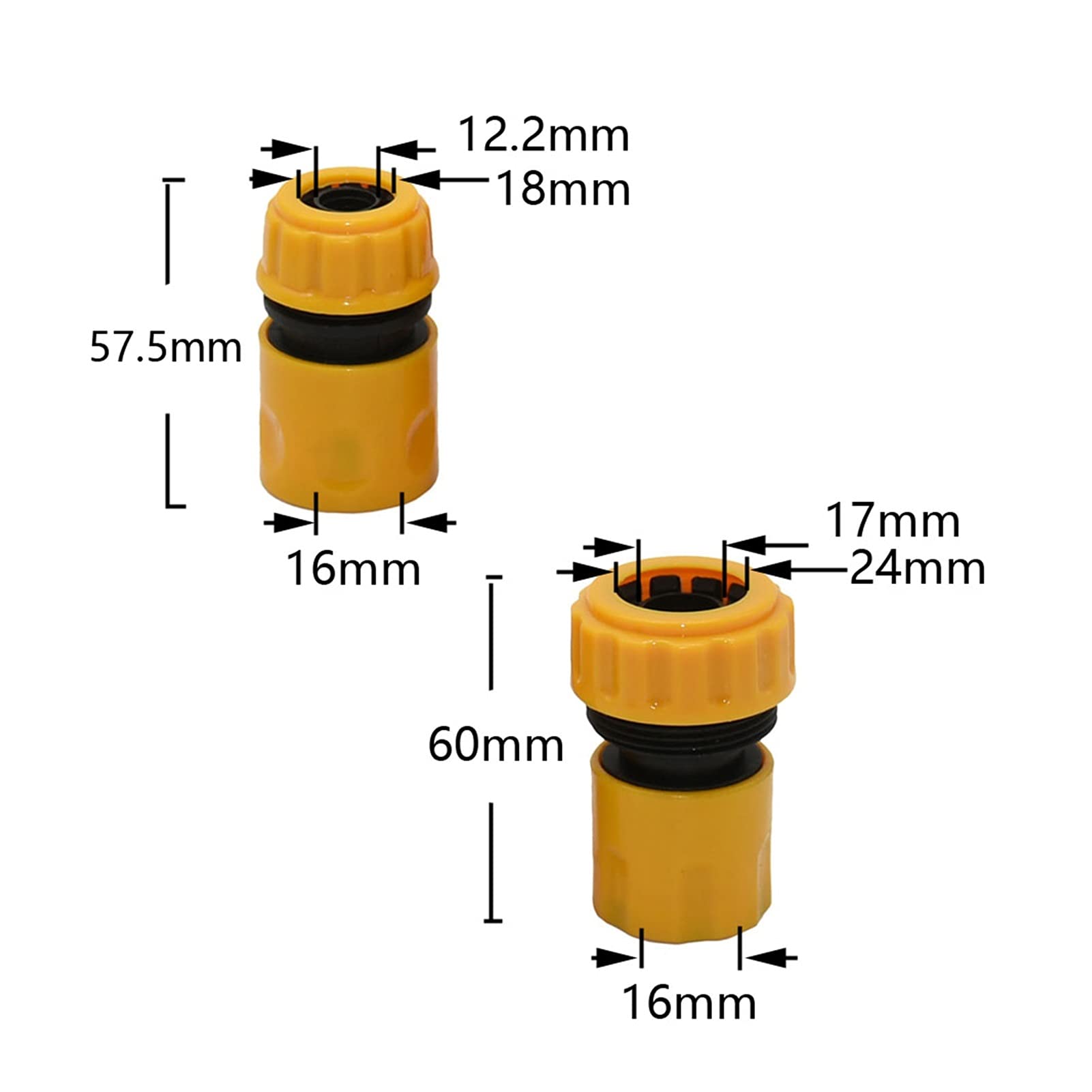 Adaptador de Conector de Utilidad Adaptador de Conector de Manguera 25 Piezas 16 Mm 20 Mm Conector Rápido de Manguera de Jardín Conector de Parada Deua de 1/2 3/4 "Accesorios de Tubería de Riego para