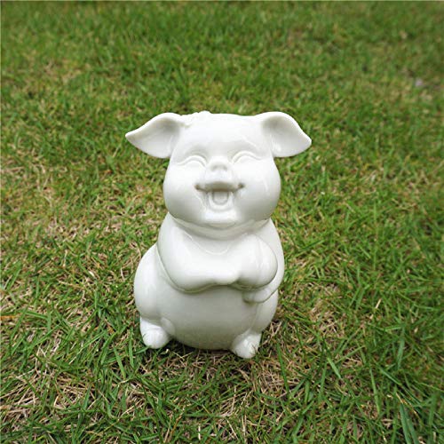 Idée Cadeau Sculpture Porcelaine Blanche Cochon Lucky Pig Feng Shui Porte-Bonheur Mini