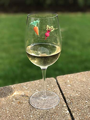Wine Charms for Stemless Glasses - Magnetic Drink Markers - Great Gift for the Gardener