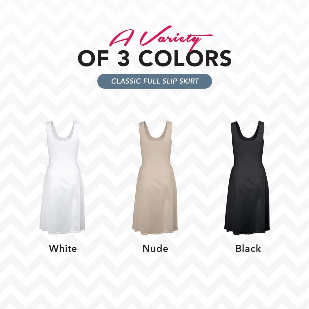 Valair Women’s Sleeveless Full Slip Underdress Non-Cling Nylon Bottom - Top: Comfy Cotton Tank Top, 48, Black