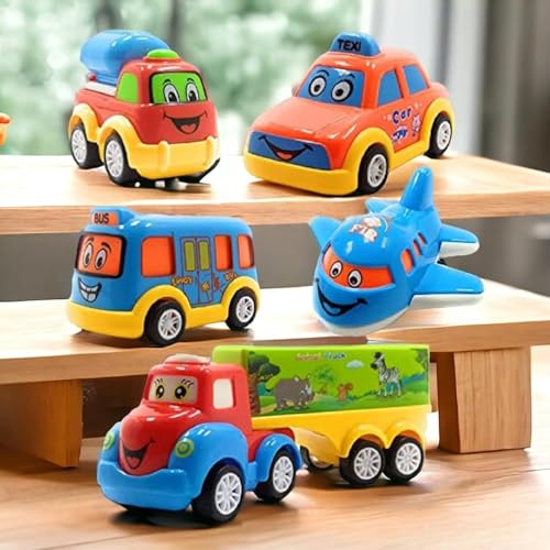 Image of MiniExplorer Unbreakable Pull Back Vehicles| Push and Go Crawling Toy for Kids & Children, Power Friction Cars for 3+ Years Old Boys|Girls - Set of 5,Multicolor