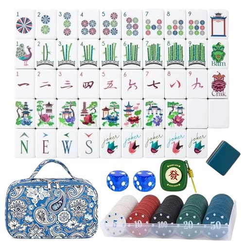 4 Layer Mahjong Tiles, 160 Piezas Acrílico con Bolsa