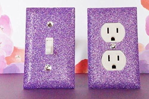 AMETHYST GLITTER SWITCH PLATE & OUTLET COVER. SET OF 2. ALL Styles Available!