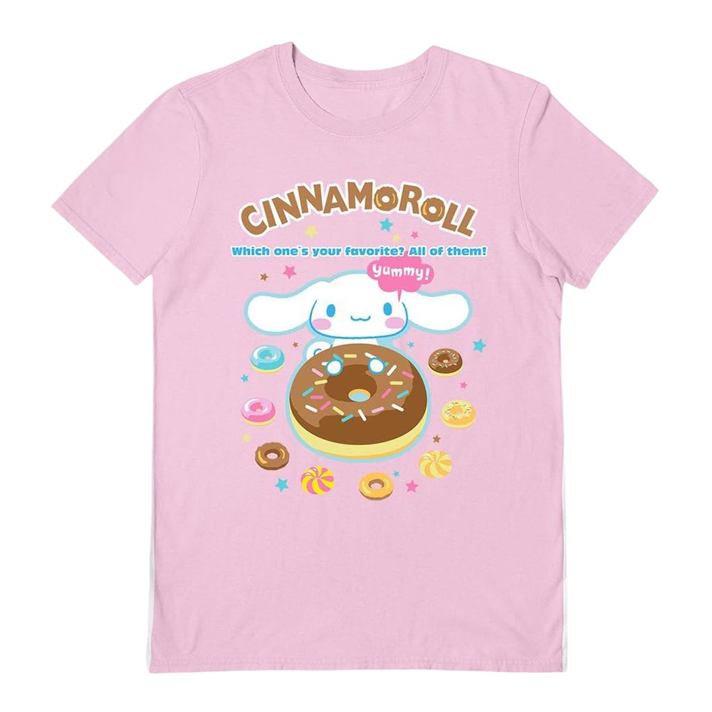 Sanrio Unisex Adult Yummy Cinnamoroll T-Shirt (S) (Light Pink)