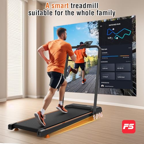 Tapis de Course Marche Pliable, 3 en 1 Pliable Motorise Tapis de Marche Electrique Silencieux Tapis de Marche Pliable 10 km/h, 500W Treadmill Compact Pente 10%, 12 km/h, Charge Max 120 kg – Image 4