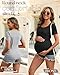 Neer 3 Pack Women's Maternity Shirts Short Sleeve Pregnancy Tee Tops Soft Crew Neck Mama Clothes Basic Tunic Blouse(Army Green, Light Gray, Black,Small)