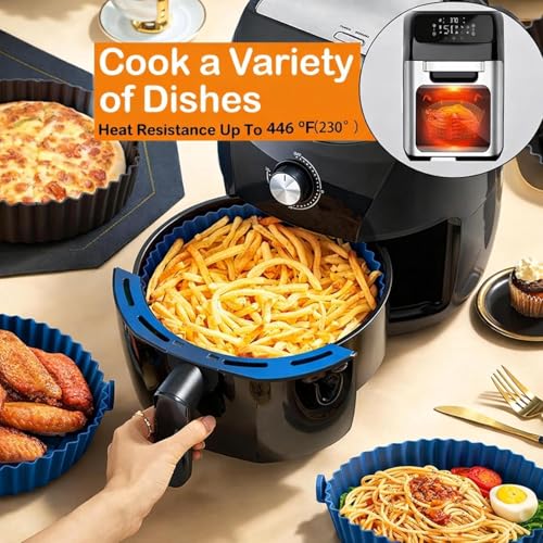 Image of Air Fryer Accessories Combo Kit - Silicone Air Fryer Liners Set, 200ml Oil Spray Bottle, Silicone Brush, Spatula & Heat Resistant Grip | Reusable Non-Stick Air Fryer Kitchen Tools (10 pcs)