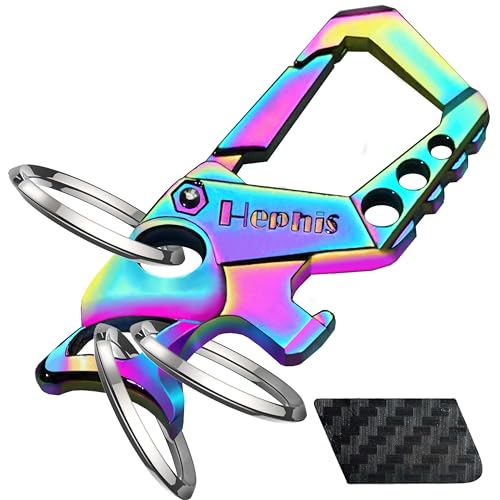 Image of Hephis Skull Heavy Duty Key Chain,Car Emergency Escape Tool, Seat belt Cutter,Bottle Opener,Carabiner Car Key Chains