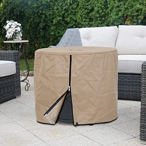 Bali Outdoors 30 Inch Round Gas Fire Pit Cover, Fire Column Cover Waterproof And Weather Resistant Pvc Material, Brown #TOP2
