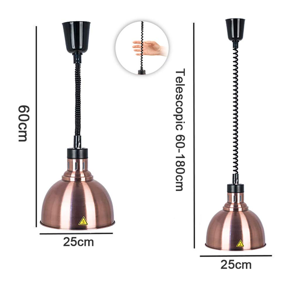 Commercial Lampe Chauffante pour Aliments, Rétractable Lampe Chauffe-Plats 250w Ampoules, Fournitures Professionnelles D'équipement de Cuisine D'hôtel 220v, Lot de 3