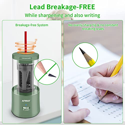 Hands-Free Electric Pencil Sharpener, Afmat Regargeable Pencil Sharpener, Fully Automatic Pencil Sharpener For 6-7.8Mm Colored Pencils, Fast Sharpening With Even Tips, Ideal For Short Pencils #TOP6