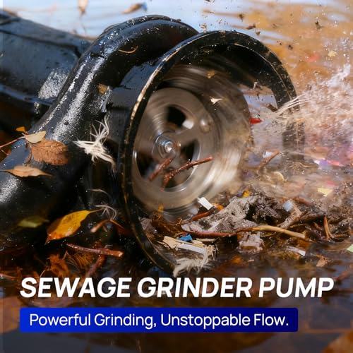 Image of Aquastrong 1 HP Sewage Grinder Pump, 4200 GPH Sewage Pump 2 inch Discharge, Cast Iron Sump Pump Submersible with Auto Float Switch for Basement Sump Basin and Sewage Well, Black