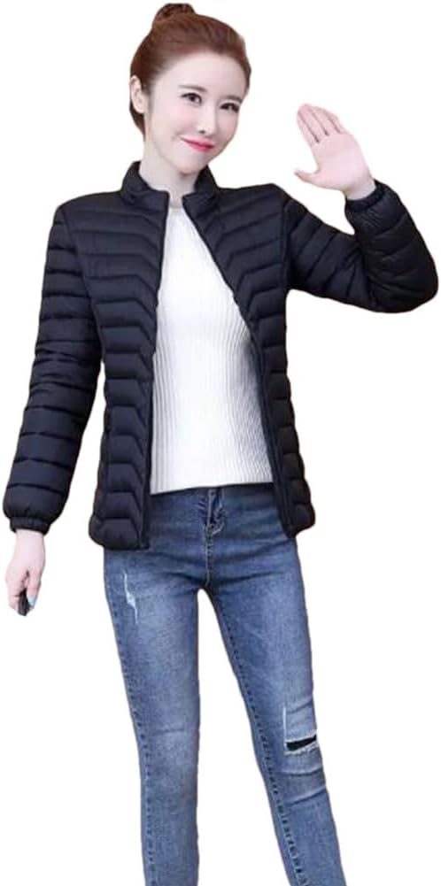 keusyoi Women Puffer Jackets Lightweight Down Cotton Jacket Winter Long Sleeve Warm Coat Female Parka