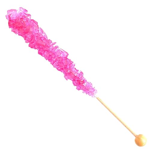 Palitos de caramelo clásicos de rock, cristales de azúcar en barra Swizzle, envueltas individualmente (cereza rosa, paquete de 12)