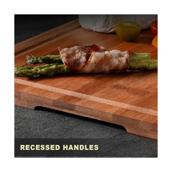 Hiware wood cutting boards for kitchen heavy duty bamboo cutting board with juice groove bamboo chopping board set for meat vegetables 18 x 12  urban country home decor