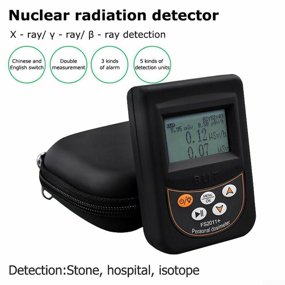 FS2011 Detector de radiación, dosímetro personal para contador geiger con alarma de vibración de luz de sonido, monitor de radiación nuclear para pruebas de seguridad en el hogar
