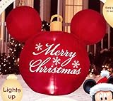 Disney Mickey Mouse Ears Red Merry Christmas Ornament Airblown Inflatable