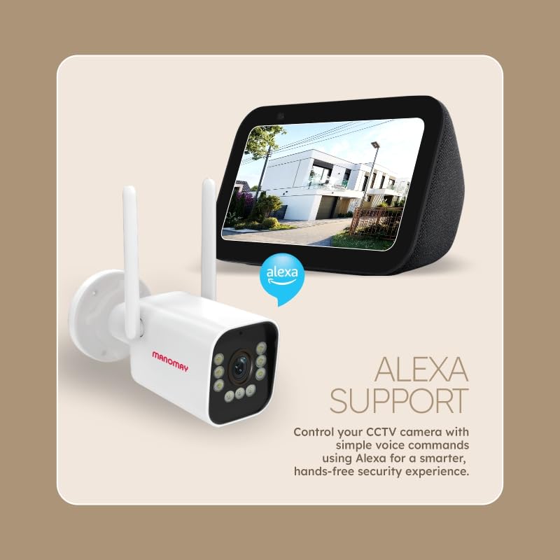 Image of MANOMAY 3MP 4G Bullet CCTV Camera (Pack of 2) | STQC Certified | IP66 Waterproof | All Time Colour Night Vision | Human Detection | Supports Up to 256GB Memory Card & Cloud Storage | M1097SF