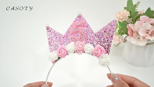 Casoty 5. Geburtstag Set Mit Krone & Schärpe – Pinke Partydekoration Für Prinzessinnen