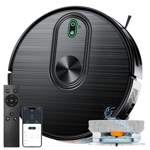 Image of Robot Vacuum and Mop Combo, 6500Pa Strong Suction, 2 in 1 Robotic Vacuum with Gyro Inertial Navigation, 200 Min Runtime, App /Wi-Fi /Voice Control, Slim, for Pet Hair, Hard Floor, Carpet