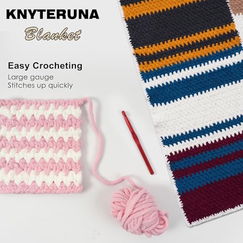 Image of #6 Super Bulky Blanket Yarn for Crocheting - 4 Skeins(Each 10.5oz /300g, 220yds /201m), Chunky Chenille Thick Plush Big Soft Yarn for Crocheting Knitting Blankets, Pink