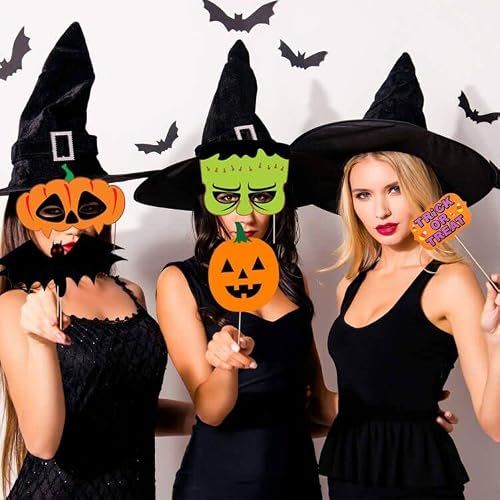 Halloween Photo Booth Props Kit, 34 Pieces Diy Vintage Scary Party Supplies With Vampire Skull Witch Photography Decoration Kit For Kids Adults Dress Up Accessories Costumes Props #TOP5