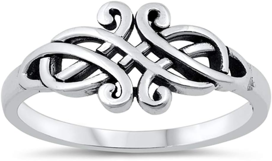 Oxidized Celtic Knot Infinity Eternal Ring .925 Sterling Silver Band Sizes 4-12