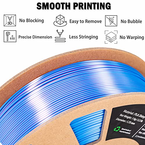 Image of OVV3D PLA Filament 1.75mm, Silk PLA Dual Color Filament, Sky Blue and Rose Red Coextrusion Filament, Multi Color Change 3D Printing Materials + /-0.02mm, 1kg /2.2lb