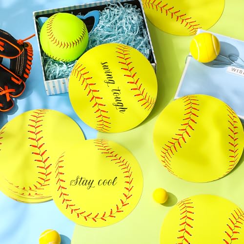 Image of TaoBary 24 Pcs 7.09in Softball Cutouts in 6 Design Paper Softball Poster Bulletin Board Decorations with 48 Pcs Glue Point for Sport Theme Party Birthday Baby Shower Tournament DIY Wall Banner Decor