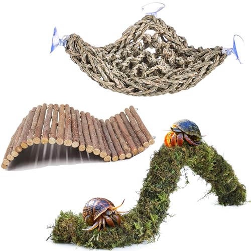 HERCCOCCI Hermit Crab Accessories Hermit Crab Toys Flexible Climbing Bridge Reptile Hammock Habitat Decor for Hermit Crabs Leopard Geckos Crested Tortoise Snake