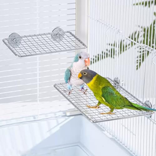 Image of 2Pcs Stainless Steel Bird Perch - Chew-Resistant and Rust-Proof, Suitable for Cage Mounting, Durable and Sturdy, Ideal for Medium to Small Birds (Silvery, Large)