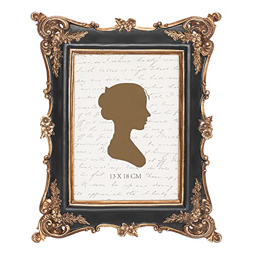 Sunlit Vintage Picture Frame 5x7 Inch, Luxury Antique Photo Frames with Glass Front, Photo Display, Tabletop Wall Hanging, Gift Ideas, Black