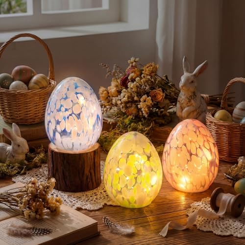 FoldTier 3 Pcs Easter Glass Egg Light Colorful Easter Confetti