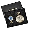 Tiong Pocket Watch with Bronze Case Quartz Full Hunter White Dial and Chain Mens Retro Necklace Pendant Gift Box #1