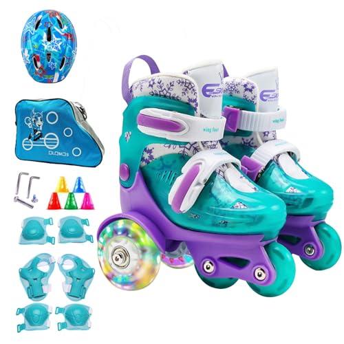 Patines de ruedas para niños, patines de entrenamiento de puntos para principiantes, ruedas iluminadas con correas ajustables, soporte de equilibrio y características de juego