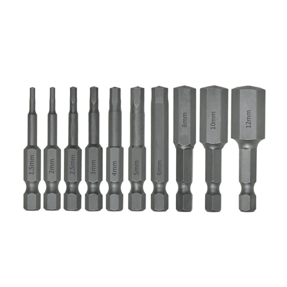 Ruxyoie 1.5-12Mm Set Of 10 8/10Pcs Cross & Slotted Screwdriver Bit Set 50Mm 1.5-12Mm