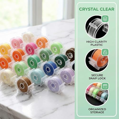Image of 100pcs Small Sewing Bobbin Clips, Clear Plastic Bobbin Holder Thread Clamps, Thread Clips Sewing Holder Tools Organizer for Spools DIY Crafts Embroidery