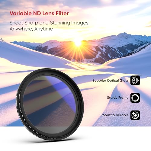 Image of Kodak 49mm Camera Lens VND Filter Pro Series|11 Stops for ND2-ND2000|16 Layer Coating for DSLR Camera Lens Protection from UV Rays, Dust & Scratches|Variable Neutral Density|Black