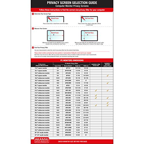 22\" Akamai Computer Privacy Screen (16:10) - Black Security Shield - Desktop Monitor Protector - UV & Blue Light Filter (22.0 inch Diagonally Measured, Black) - Thumbnail 6