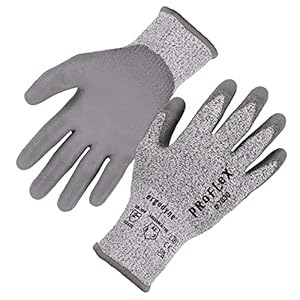 Ergodyne ProFlex 7030 Cut Resistant Work Gloves, ANSI A3, PU Coated Palms for Flexible No Slip Grip, Abrasion Resistant, 13g, Gray, Medium