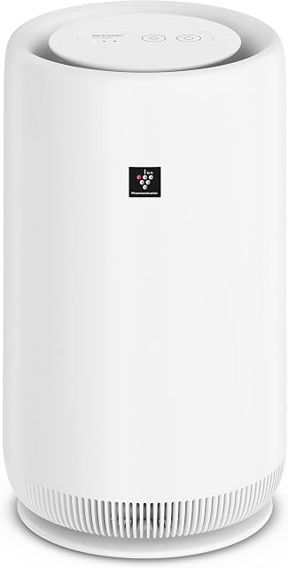 SHARP UA-PN1U-W Tower Air Purifier with Night Light, Compact Quiet Slim Unit with Plasmacluster Ion Technology, Triple Filter System, Removes Pollen, Viruses, Allergens, Dust, Smoke & Odours  White
