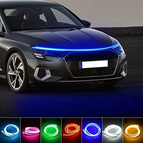 Tira de luz diurna para capó de coche, impermeable, flexible, LED, decorativa, atmósfera, luz de fondo ambiental, 12 V, universal (5.9 ft, verde)