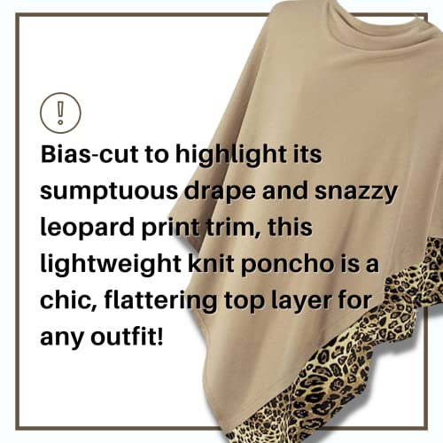 SAGEFINDS Leopard Trim Poncho | Lightweight Knit | Pullover Cape | Versatile Scarf for Spring, Summer, Fall3